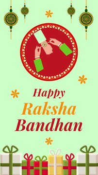 Raksha Bandhan Red Green and Yellow Playful Greeting Video Story