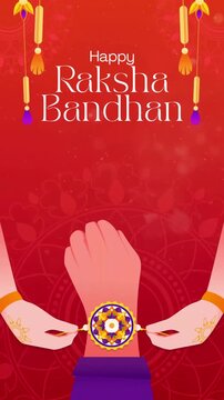 Raksha Bandhan Red and Orange Simple Raksha Greeting Video Story