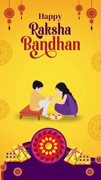 Raksha Bandhan Yellow Red and Purple Traditional Greeting Video Story