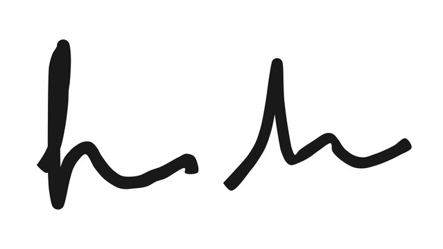 Hand Drawn Letter H in Black Brush Stroke Style