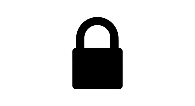 Black padlock silhouette on a white background represents security and privacy