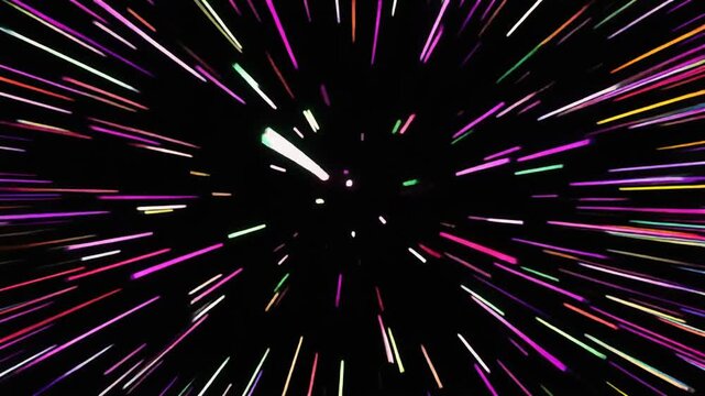 vibrant hyperspace warp speed light streaks, dynamic motion background
