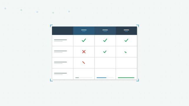 Product Feature Comparison Table With Checkmarks And Crosses