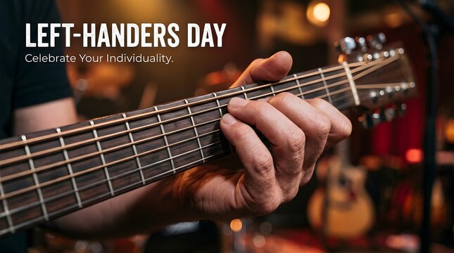 Left-handed musician playing acoustic guitar in studio with musician, acoustic