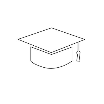 graduation hat mortarboard icon for education line art design