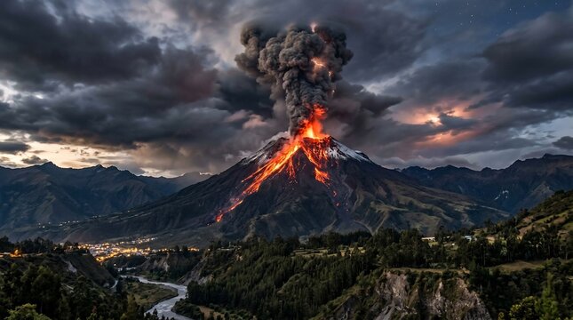 Volcanic eruption landscape