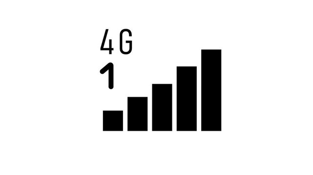 4 g signal strength bar chart increasing growth concept animation