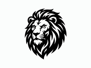 Fototapeta premium Black White Stylized Lion Head Logo Vector Illustration for Corporate, Sports Power Branding