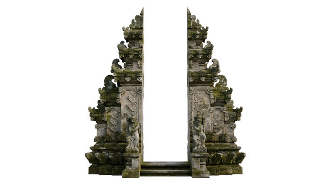 Traditional Balinese Candi Bentar Split Gate, Iconic Indonesian Heritage Stone Architecture Design
