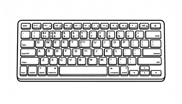 Detailed computer keyboard outline graphic element.