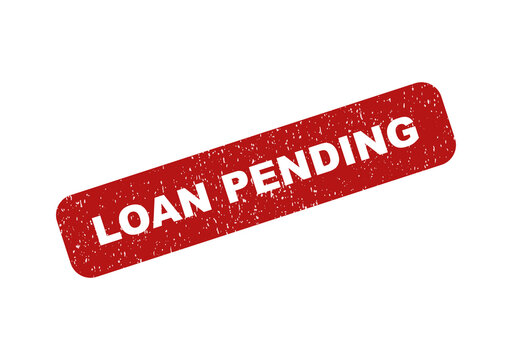 Red rubber stamp with the text loan pending on a document