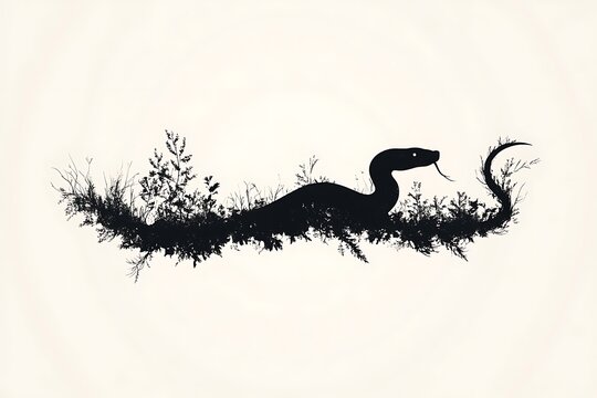 Silhouette of a snake in grass