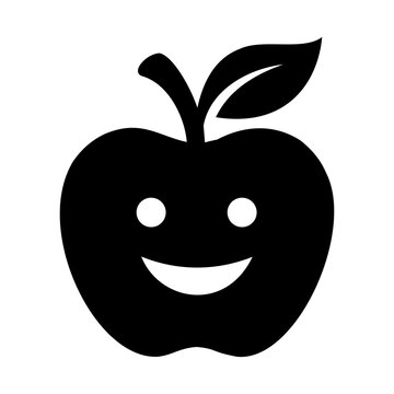 Apple funny fruit art featuring round eyes and curved smile