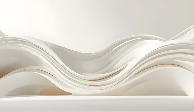 Flowing White Fabric Waves &mdash; Minimalist Abstract Studio Backdrop