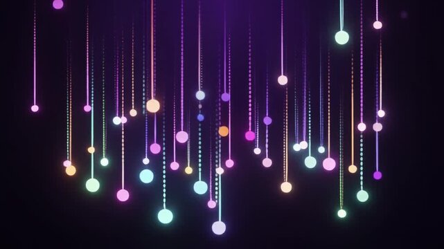 colorful abstract lights string animation, vibrant glowing particles