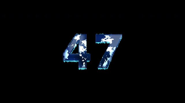 Freezing Number 47 Animation With Alpha Channel. Frost Number With Ice Spikes Animation. Frozen Typography. Icy Number. Winter Freeze Number Animation. Transparent Background