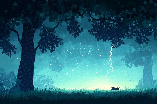 Serene night in the forest
