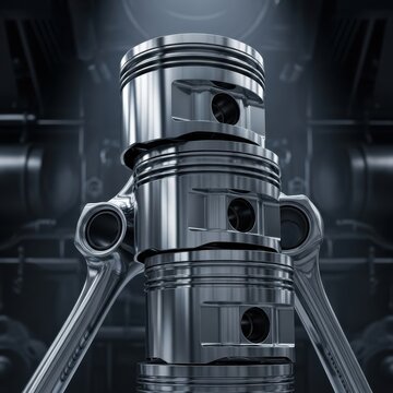 Precisely Machined Stacked Hydraulic Pistons and Connecting Rods in Industrial Setting