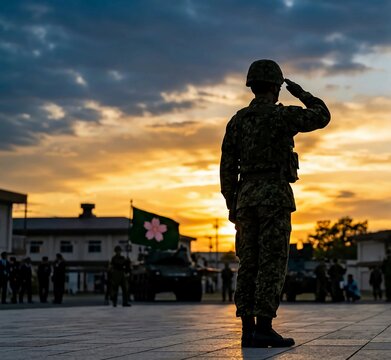 A Soldier saluting