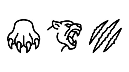 Obraz premium Wild animal claws and predator head line art icons with predator illustration aggressive silhouette ferocity predatory wilderness adventure wildlife carnivore