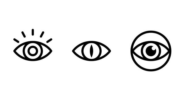 Eye vision and observation symbolic line art icons with observation illustration biological silhouette attention awareness visionary technology optometry ophthalmology clinical perspective