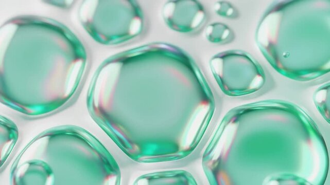 Abstract Iridescent Mint Green Liquid Bubbles Membrane Background