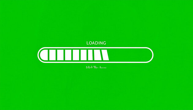 Loading progress bar on green background, digital illustration of a progress indicator, waiting concept