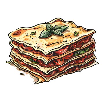 Savory Lasagna Stack with Basil Garnish on Top