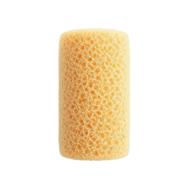 Textured yellow sponge roller for painting as transparent object