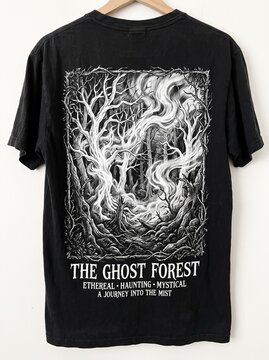 field of depth focus sharp quality high detailed Macro close up photography of ghost forest with mist and atmospheric fog