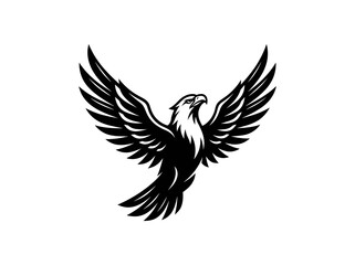 Obraz premium Black and White Stylized Eagle Vector Graphic - Majestic Bird of Prey Emblem for Freedom, Sports, and Security