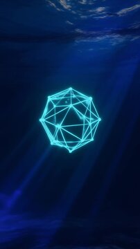 Glowing Geometric Polyhedron Underwater 4K Generative AI