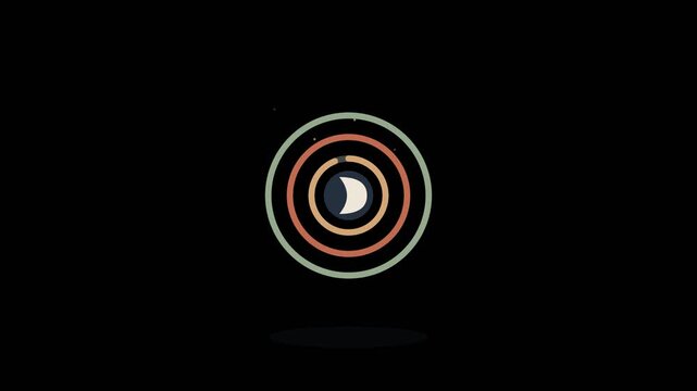 Crescent moon with orbit rings animation, transparent background night sky and sleep motion graphics overlay, seamless loop astronomy astrology element with alpha channel