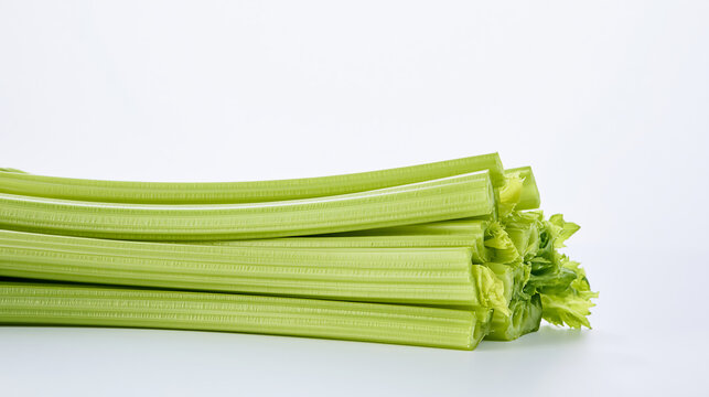 Fresh Green Celery Stalks Isolated on Transparent Background. Crisp, healthy celery stalks arranged in a bundle, ideal for culinary, healthy eating, and nutrition themes.