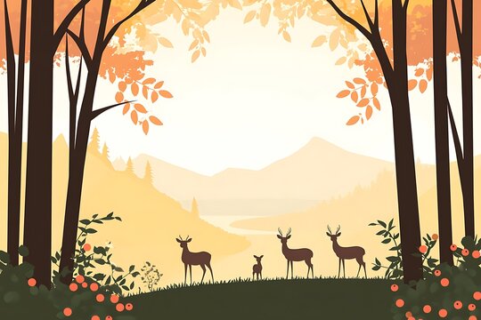 Serene forest deer silhouette