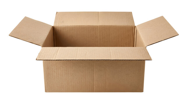Open empty brown cardboard box for shipping with cardboard delivery shipping