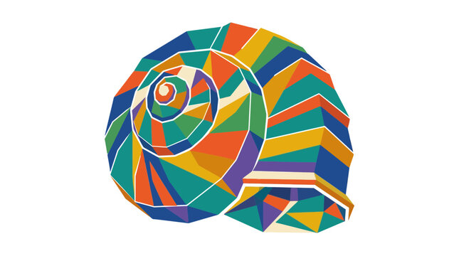 Colorful geometric snail shell spiral pattern