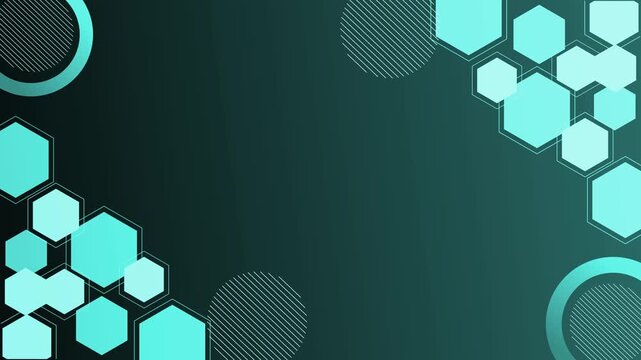 Abstract background with hexagonal clusters and circular accents modern geometric pattern animation