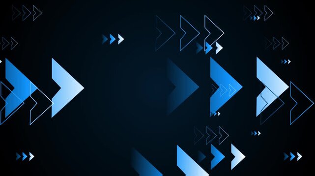 Dark abstract background with layered translucent and outlined chevron arrows pointing right animation