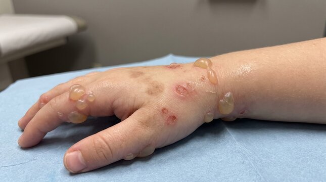 Epidermolysis Bullosa Realistic Clinical Dermatology Photograph with Fragile Skin and Blistering
