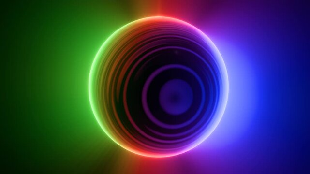 Abstract Glowing Neon Sphere Orb Ring Motion Background, Vj loop