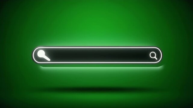 A digital search bar with a magnifying glass icon on a green background.