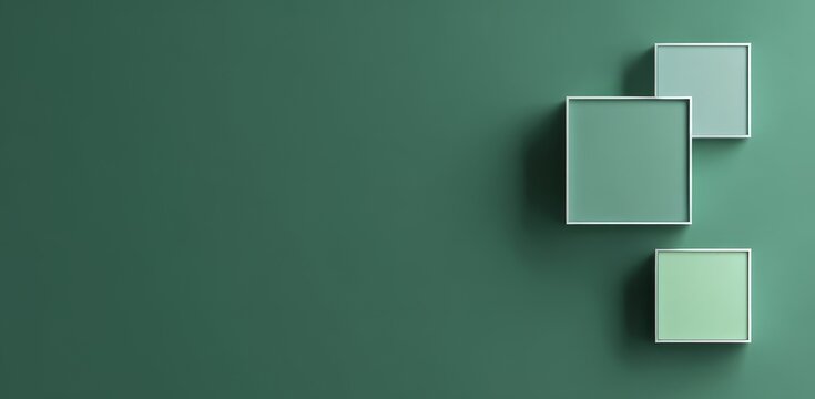 Minimalist green gradient background with square dots loading or progress indicator, abstract tech interface element