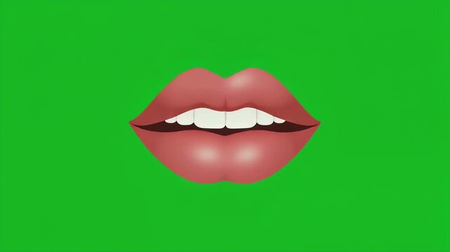 An open mouth with red lips against a green background.
