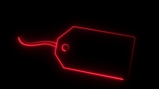 Isolated Blank Beige Price Tag. neon line price tag frame animation