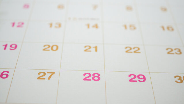 calendar page date background business planning appointment meeting concept