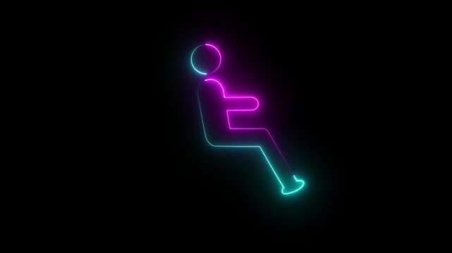 glowing neon Minimalist Wheelchair Accessibility Icon animation Illustration for Disabled Support black background. Motion graphics of concept animation 4k video