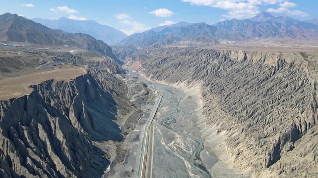 Aerial View of Dushanzi Grand Canyon in Karamay, Xinjiang, China