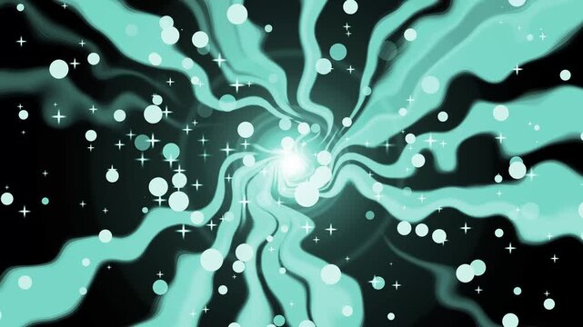 Abstract monochrome spiral vortex with glowing particles background animation