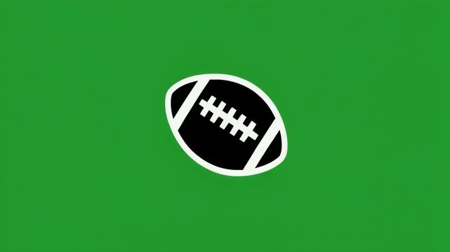 A minimalist illustration of an American football on a green background.